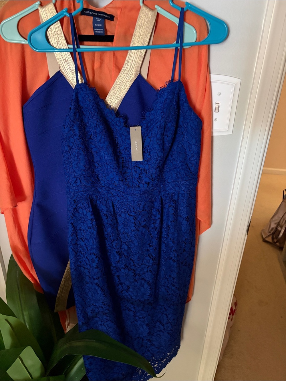 J. Crew Royal Blue Lace Spaghetti Strap Mini Dress